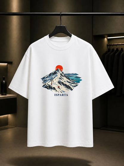 Isparta Davraz Dağı baskılı beyaz t-shirt