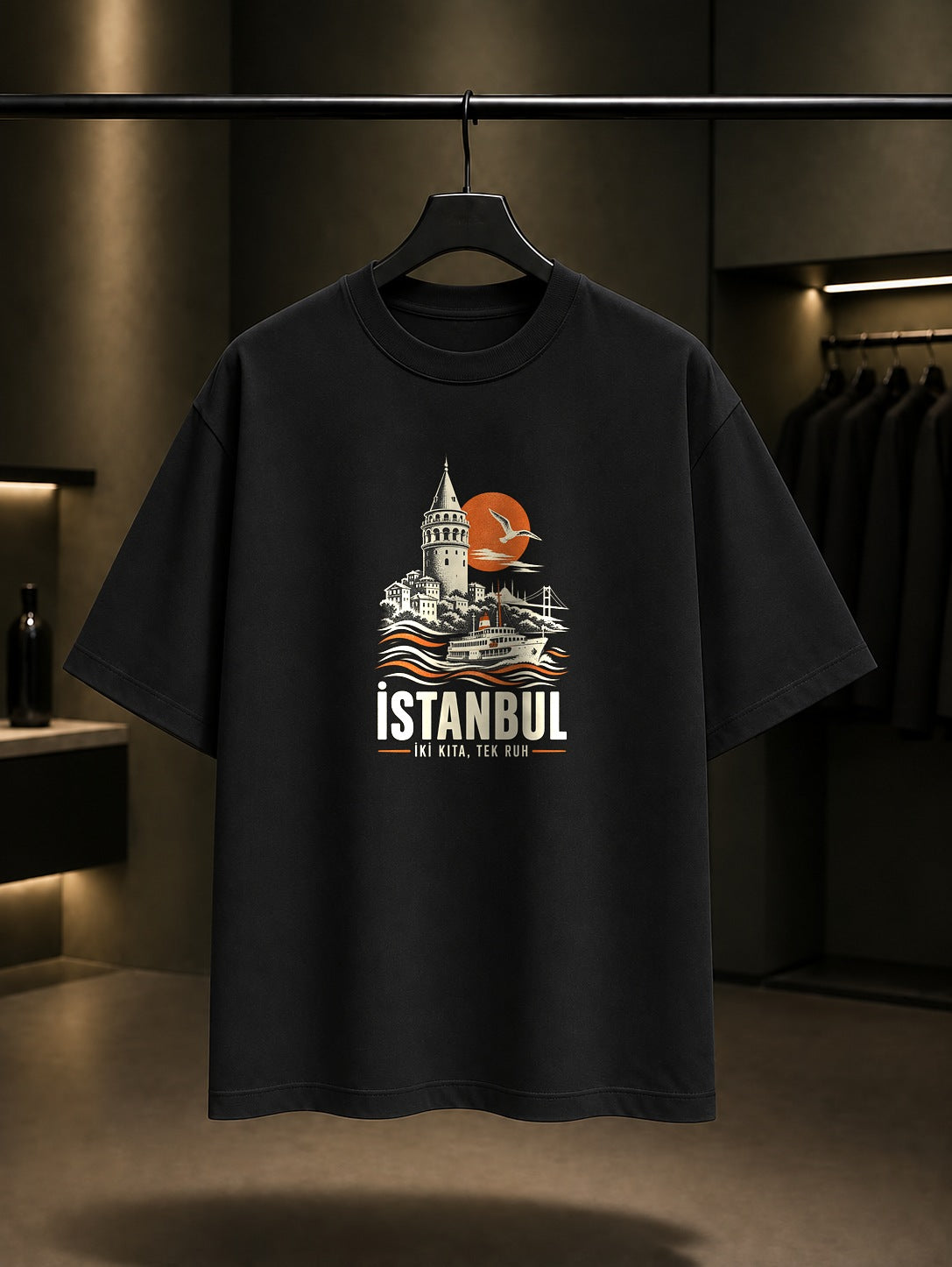İstanbul baskılı siyah t-shirt