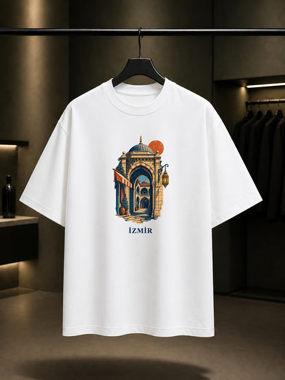 İzmir Kemeraltı Kızlarağası Hanı baskılı beyaz t-shirt