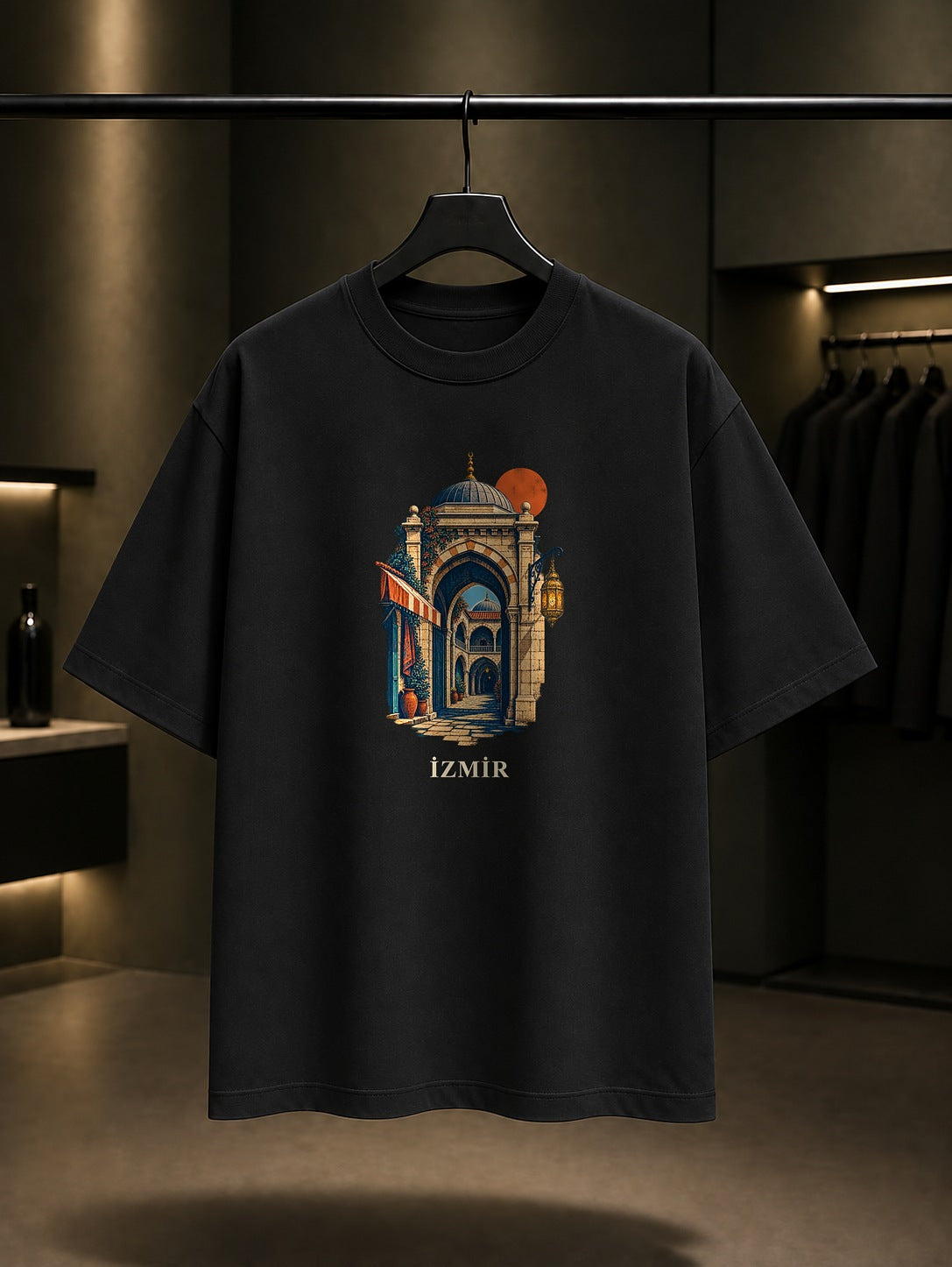 İzmir Kemeraltı Kızlarağası Hanı baskılı siyah t-shirt