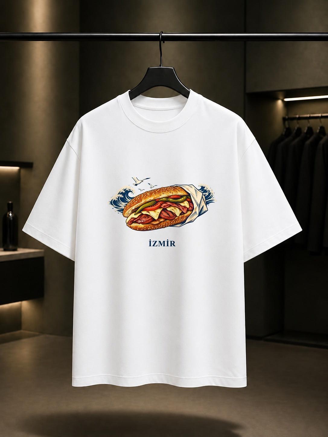 İzmir Kumru baskılı beyaz t-shirt