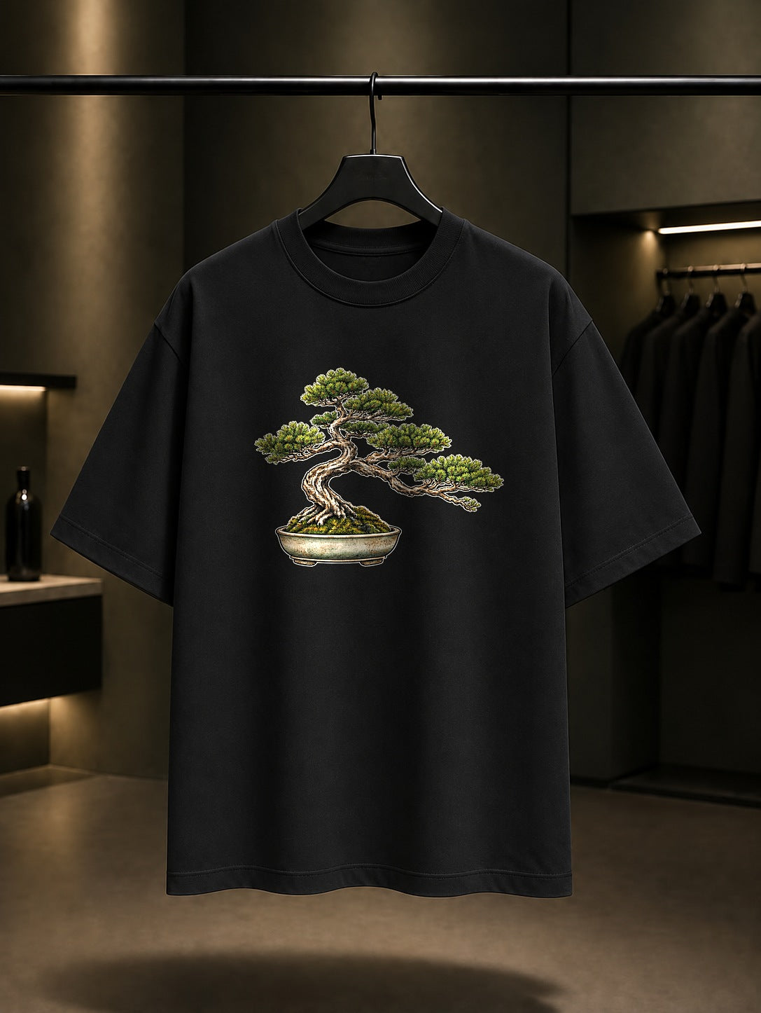 Mini Bonsai Baskılı Unisex %100 Pamuk Tişört · Japon Motifi