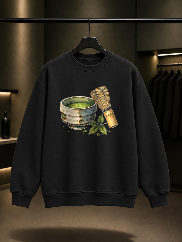 Mini Çay Seremonisi Baskılı Unisex %100 Pamuk Sweatshirt · Japon Motifi