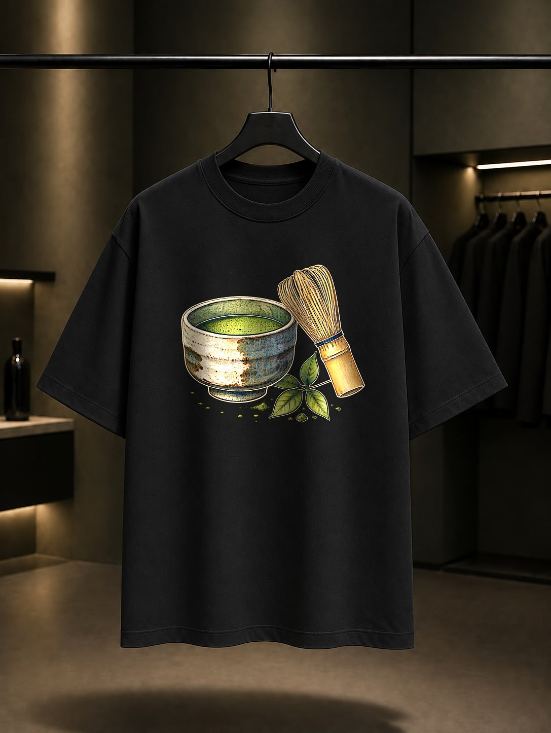 Mini Çay Seremonisi Baskılı Unisex %100 Pamuk Tişört · Japon Motifi