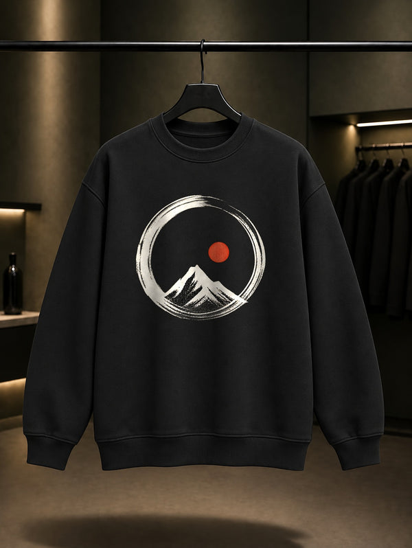 Mini Enso Dairesi Baskılı Unisex %100 Pamuk Sweatshirt · Japon Motifi
