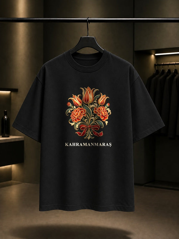 Kahramanmaraş Sim Sırma baskılı siyah t-shirt