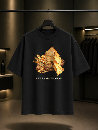 Kahramanmaraş Maraş Tarhanası baskılı siyah t-shirt