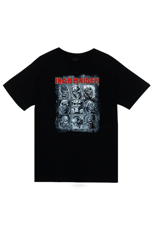 Iron Maiden - Metal - Müzik Grubu Baskılı Unisex %100 Pamuk Siyah T-shirt
