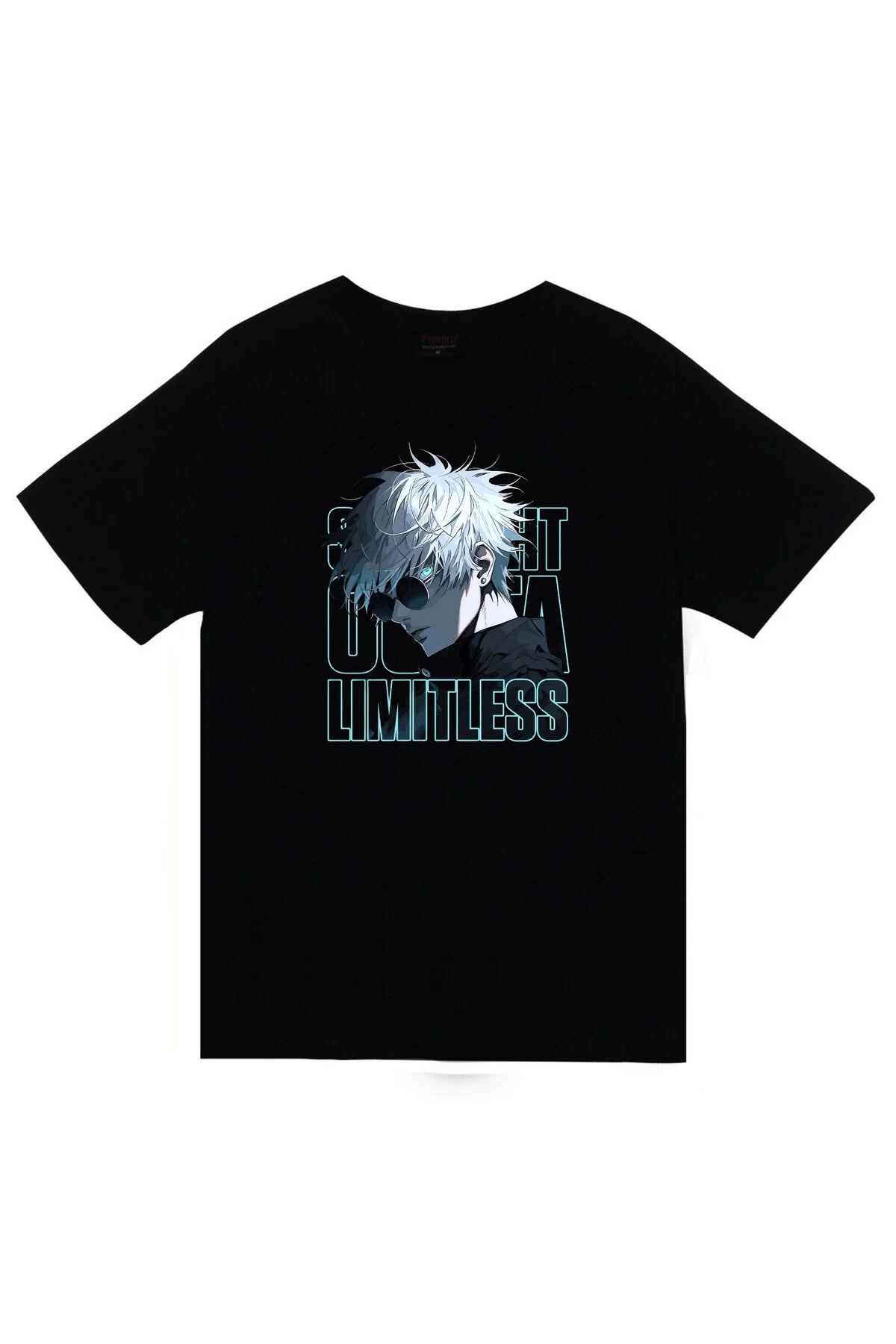 Jujutsu Kaisen Satoru Gojo Anime Baskılı Unisex %100 Pamuk Siyah T-shirt