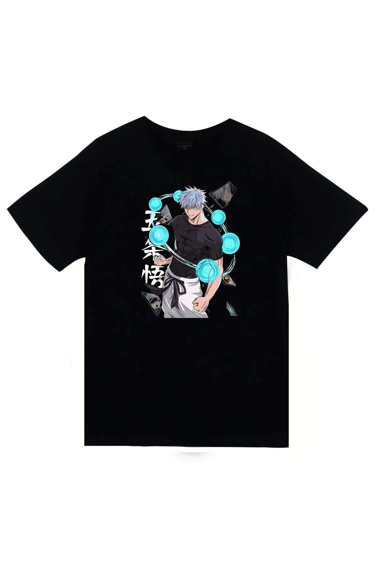 Jujutsu Kaisen Satoru Gojo Anime Baskılı Unisex %100 Pamuk Siyah T-shirt
