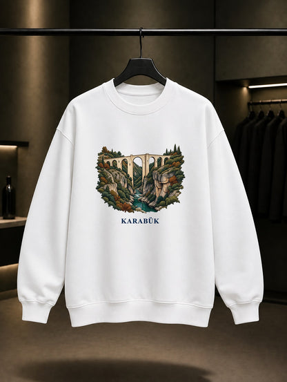 Karabük İncekaya baskılı beyaz sweatshirt
