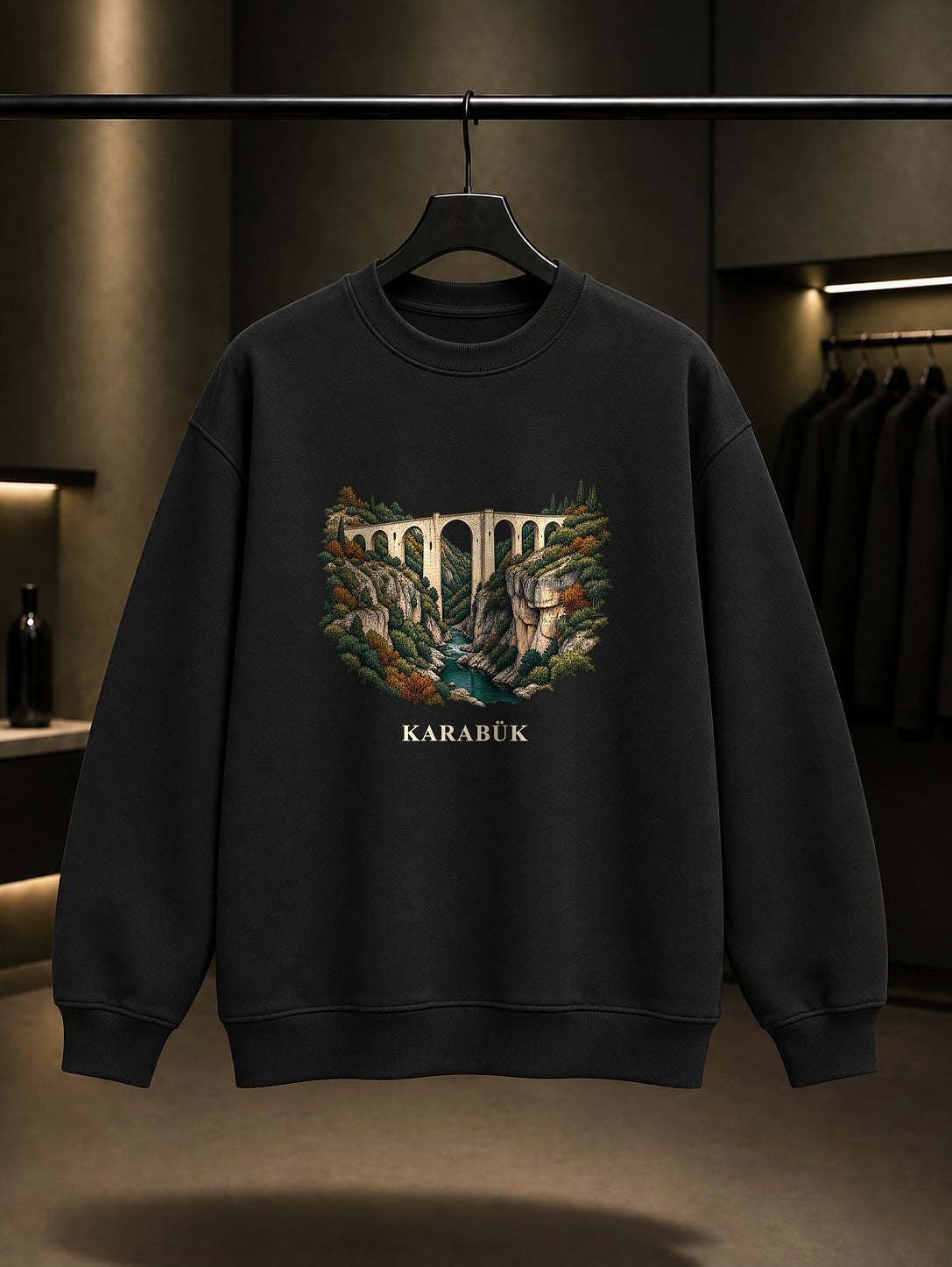 Karabük İncekaya baskılı siyah sweatshirt