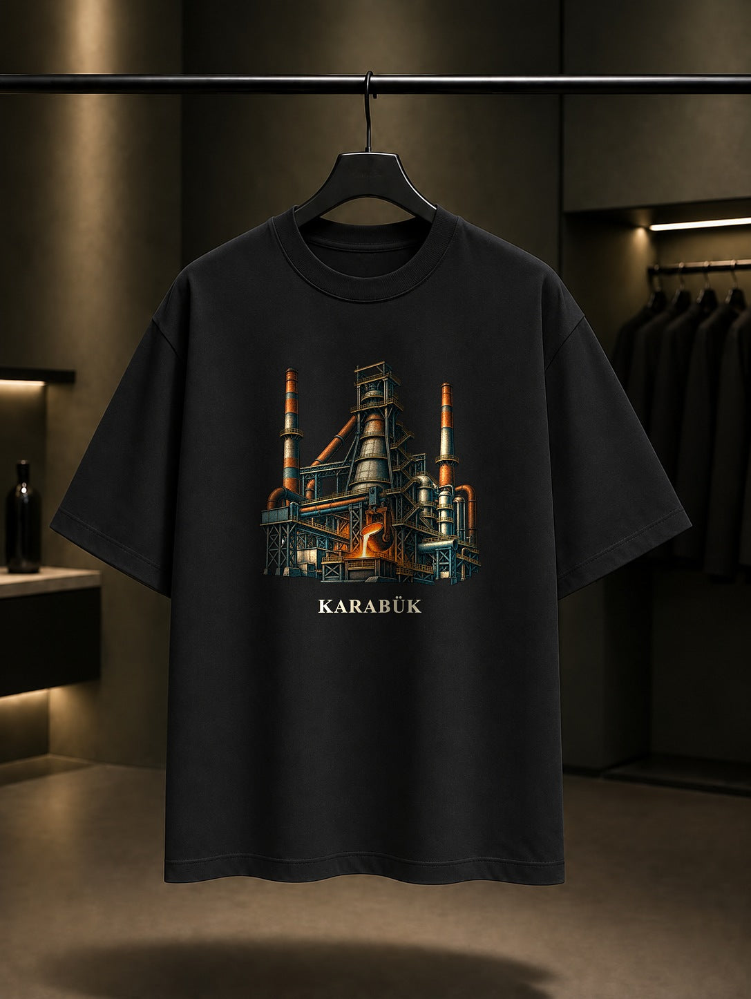 Karabük Demir Çelik baskılı siyah t-shirt