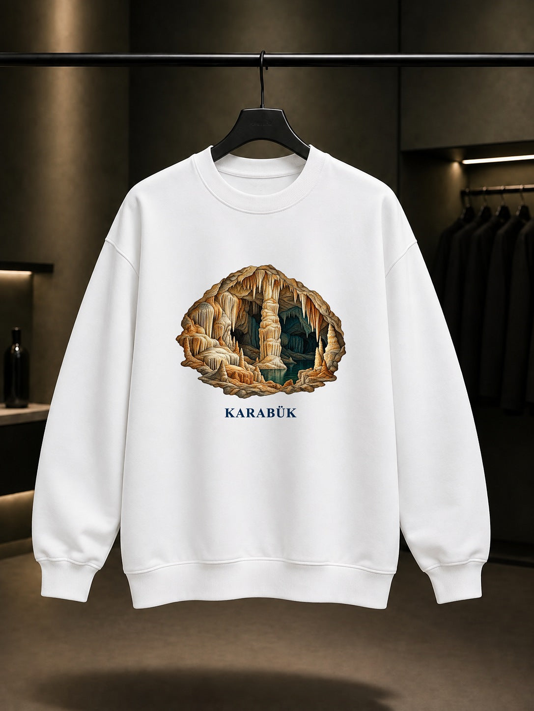 Karabük Bulak Mencilis baskılı beyaz sweatshirt