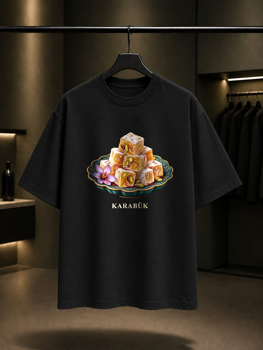 Karabük Safranbolu Lokumu baskılı siyah t-shirt