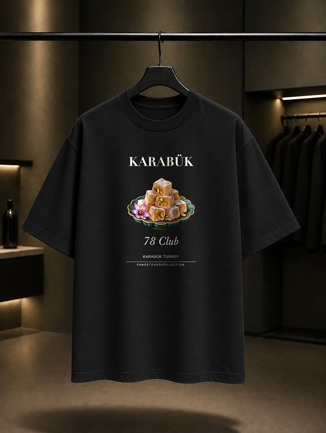 Karabük Safranbolu Lokumu 78 Club baskılı siyah t-shirt