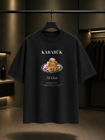 Karabük Safranbolu Lokumu 78 Club baskılı siyah t-shirt