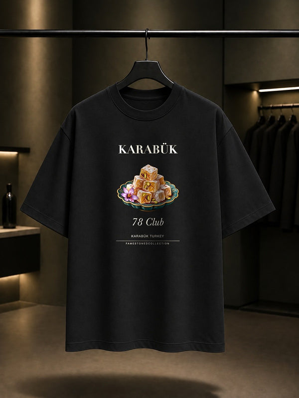Karabük Safranbolu Lokumu 78 Club baskılı siyah t-shirt