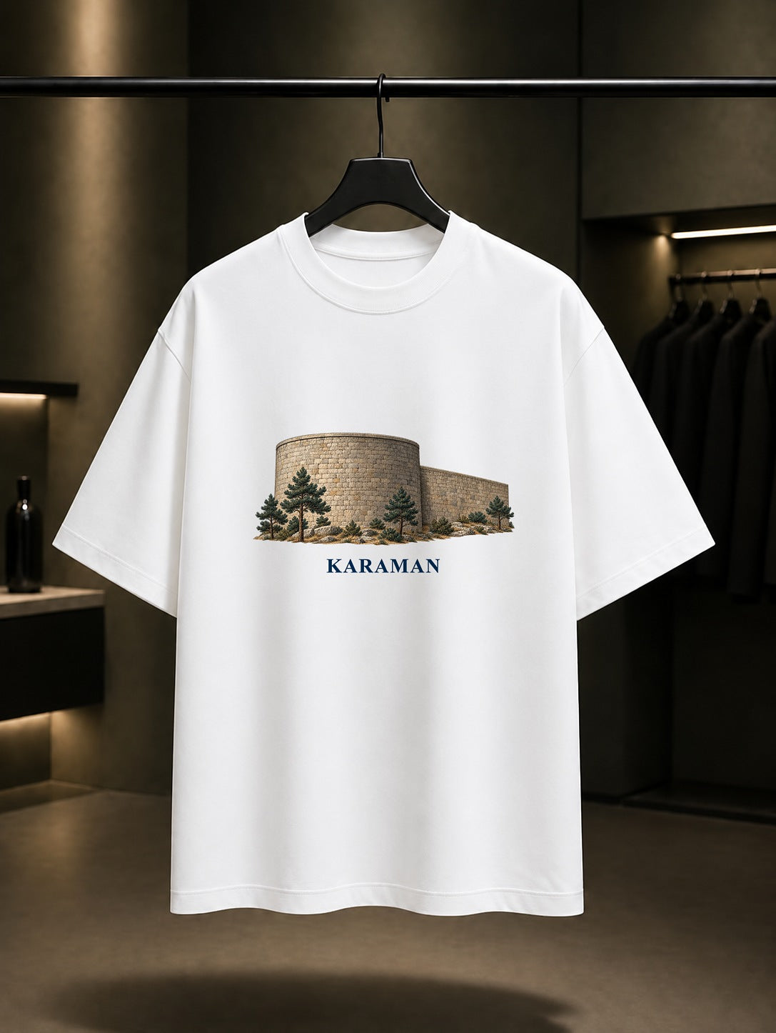 Karaman Kalesi baskılı beyaz t-shirt