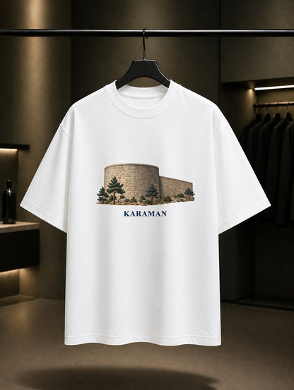 Karaman Kalesi baskılı beyaz t-shirt