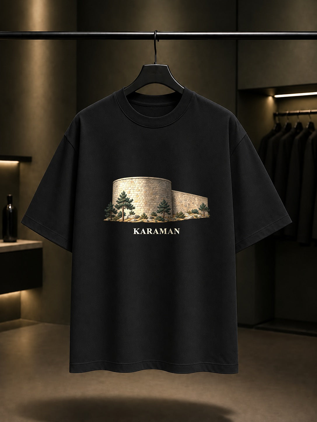 Karaman Kalesi baskılı siyah t-shirt