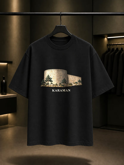 Karaman Kalesi baskılı siyah t-shirt