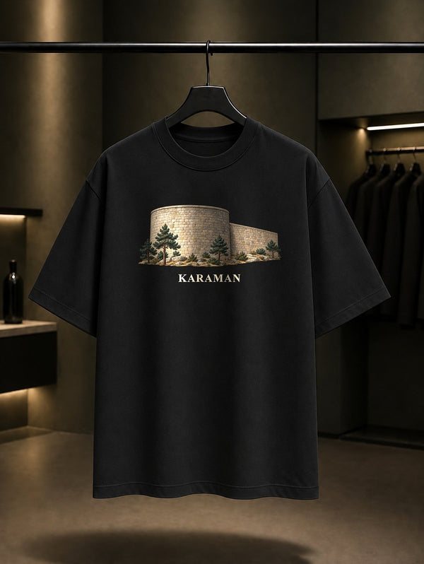 Karaman Kalesi baskılı siyah t-shirt
