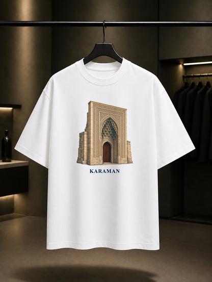 Karaman Hatuniye Taçkapı baskılı beyaz t-shirt