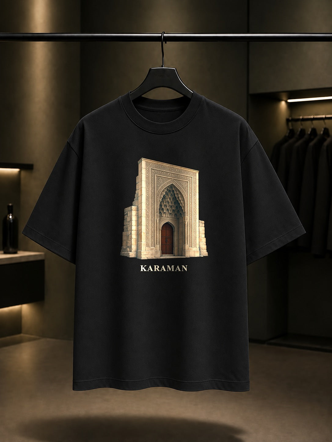 Karaman Hatuniye Taçkapı baskılı siyah t-shirt