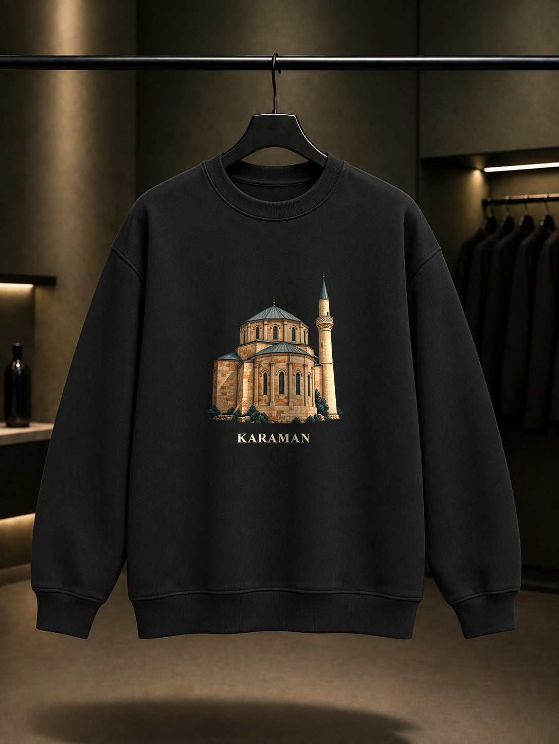 Karaman Fisandon baskılı siyah sweatshirt