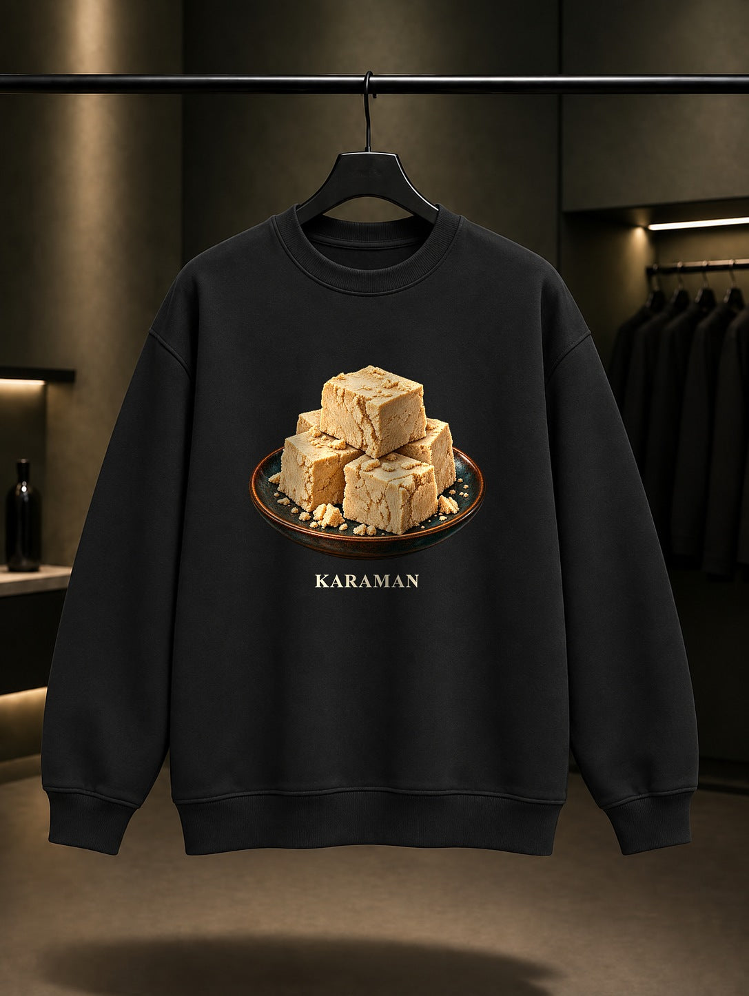 Karaman Ermenek Helvası baskılı siyah sweatshirt