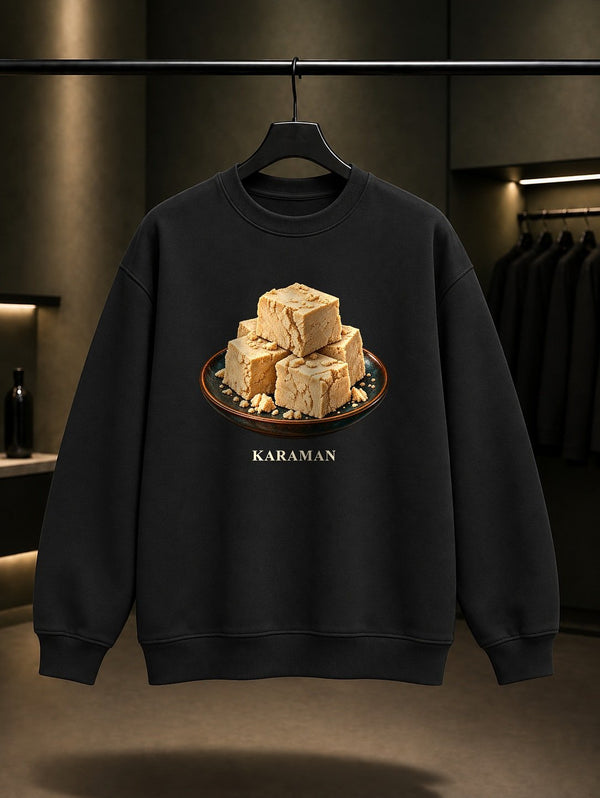 Karaman Ermenek Helvası baskılı siyah sweatshirt