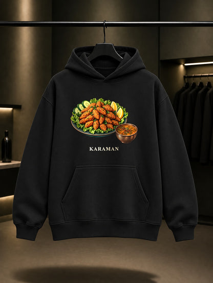 Karaman Batırık baskılı siyah kapüşonlu sweatshirt