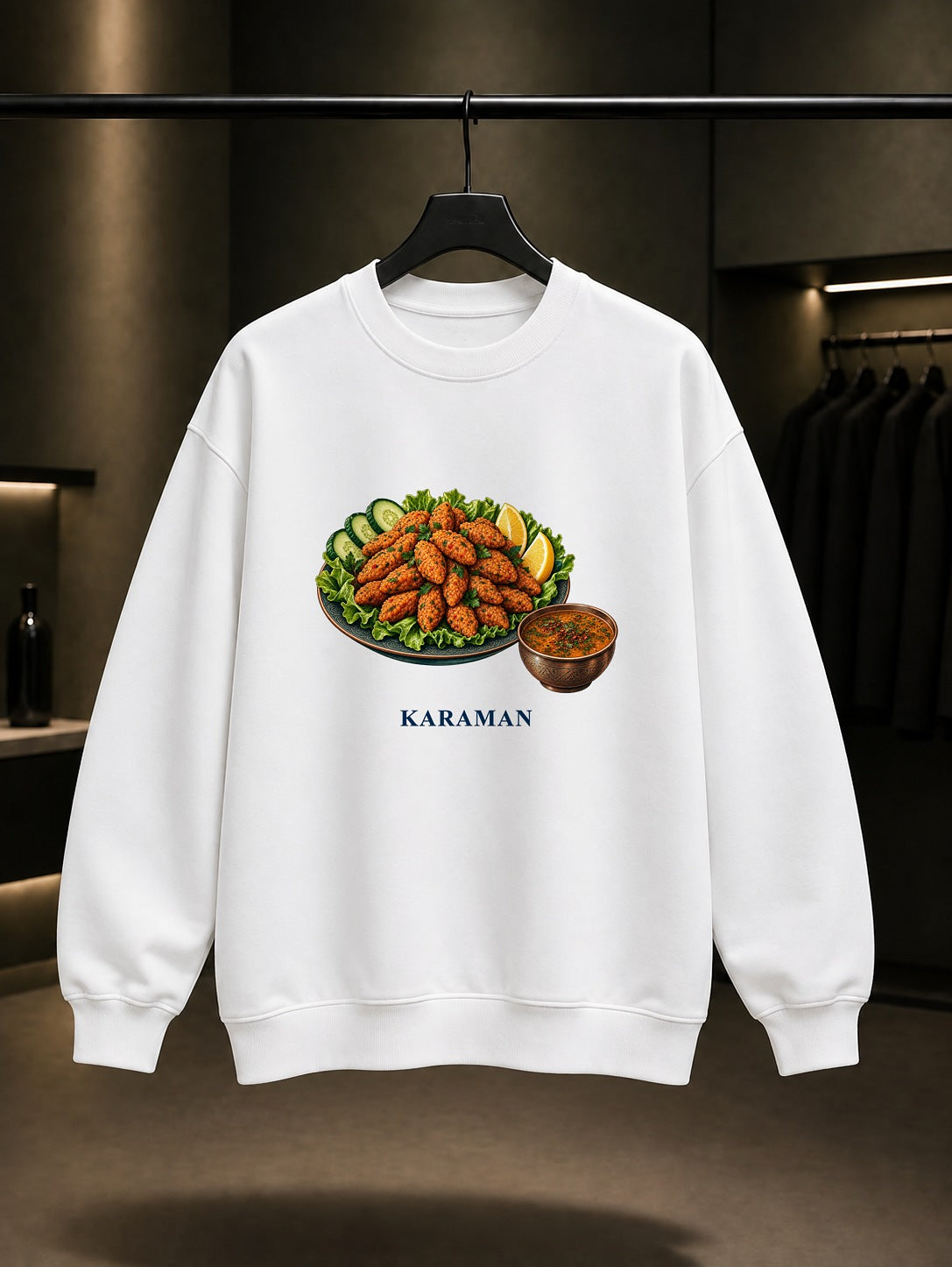 Karaman Batırık baskılı beyaz sweatshirt
