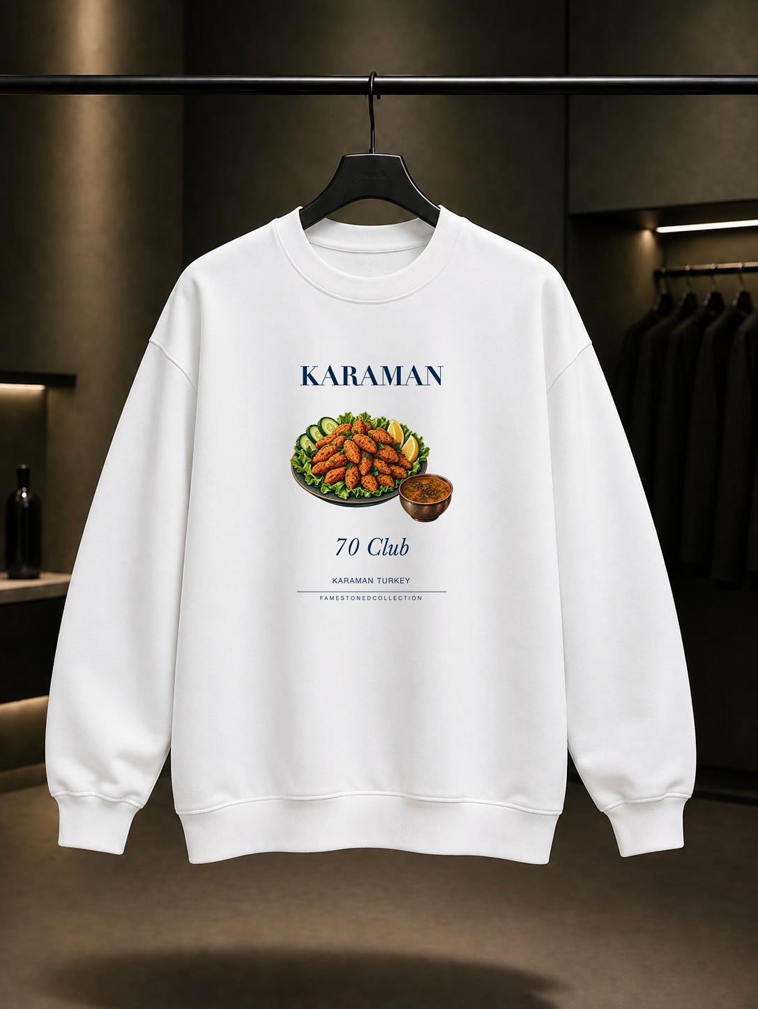 Karaman Batırık 70 Club baskılı beyaz sweatshirt