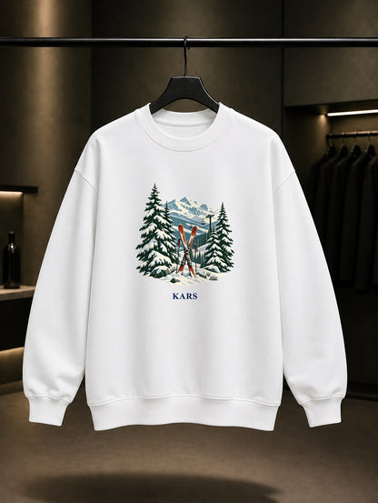 Kars Sarıkamış baskılı beyaz sweatshirt