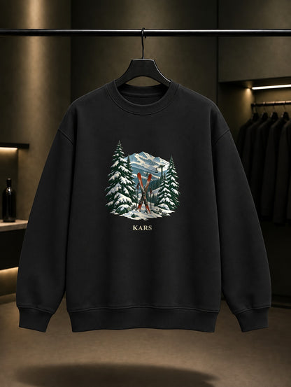 Kars Sarıkamış baskılı siyah sweatshirt