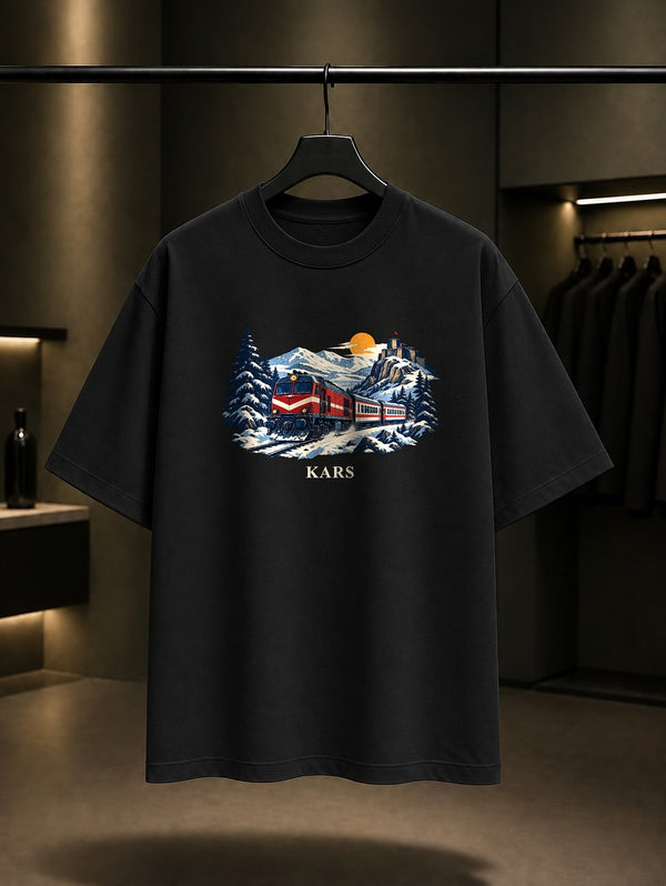 Kars Doğu Ekspresi baskılı siyah t-shirt