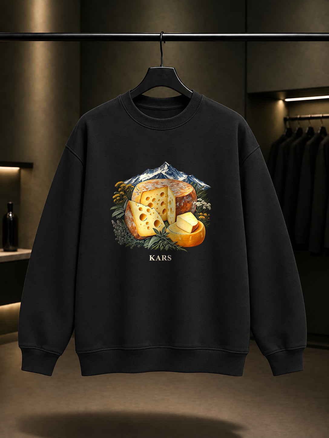 Kars Gravyer Kaşar baskılı siyah sweatshirt