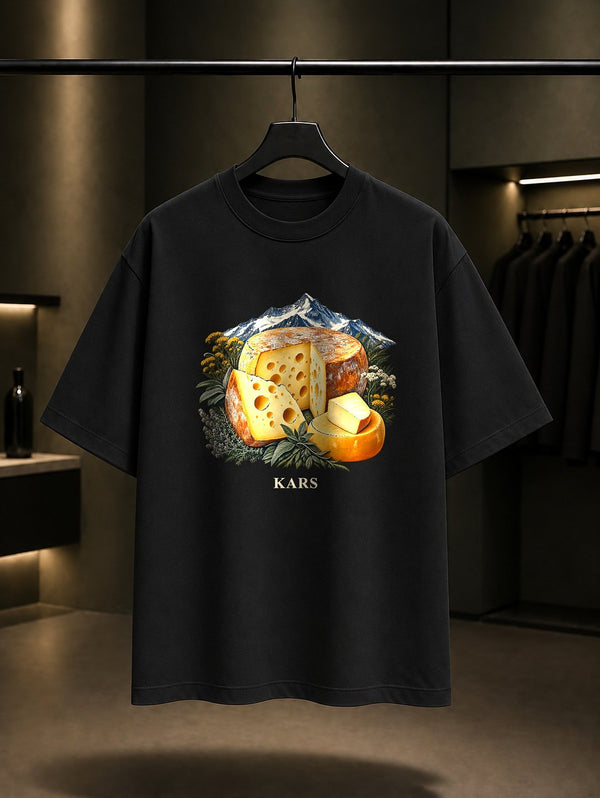 Kars Gravyer Kaşar baskılı siyah t-shirt