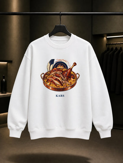 Kars Kaz Eti baskılı beyaz sweatshirt