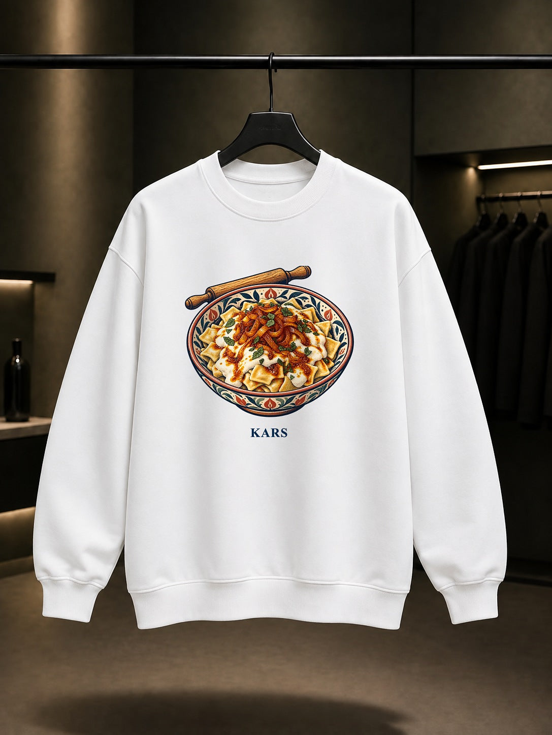 Kars Hangel baskılı beyaz sweatshirt
