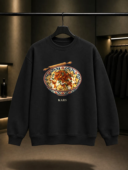 Kars Hangel baskılı siyah sweatshirt
