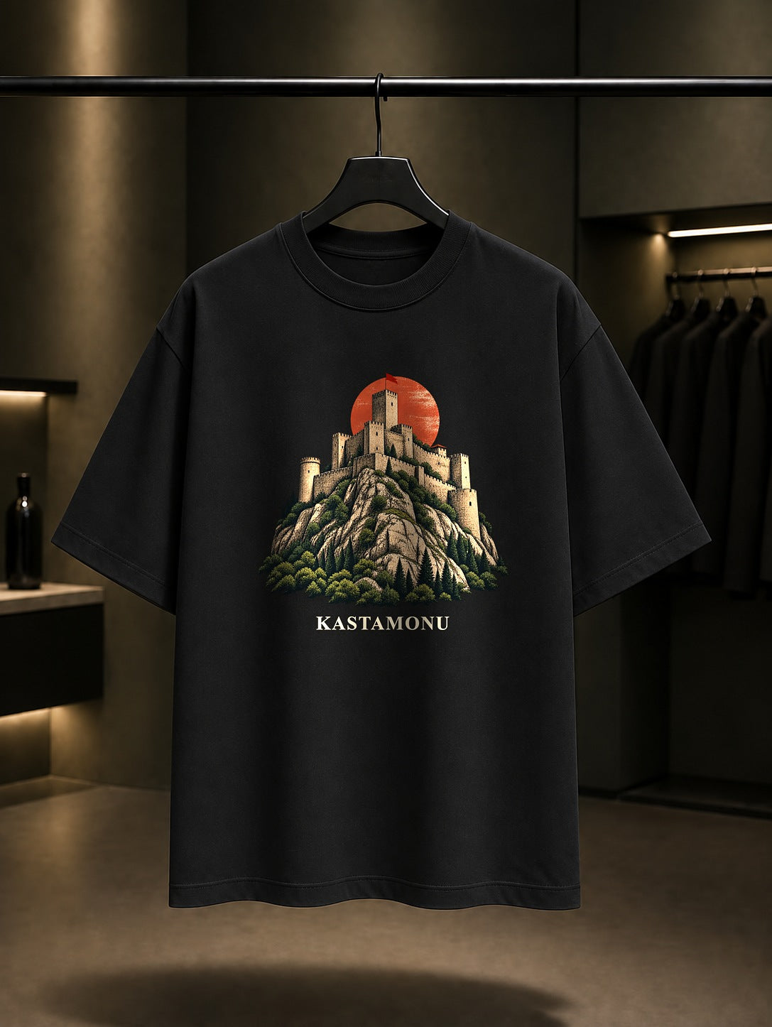 Kastamonu Kalesi baskılı siyah t-shirt
