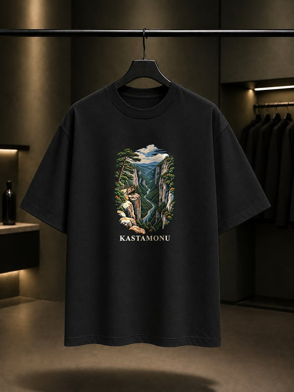Kastamonu Valla Kanyonu baskılı siyah t-shirt