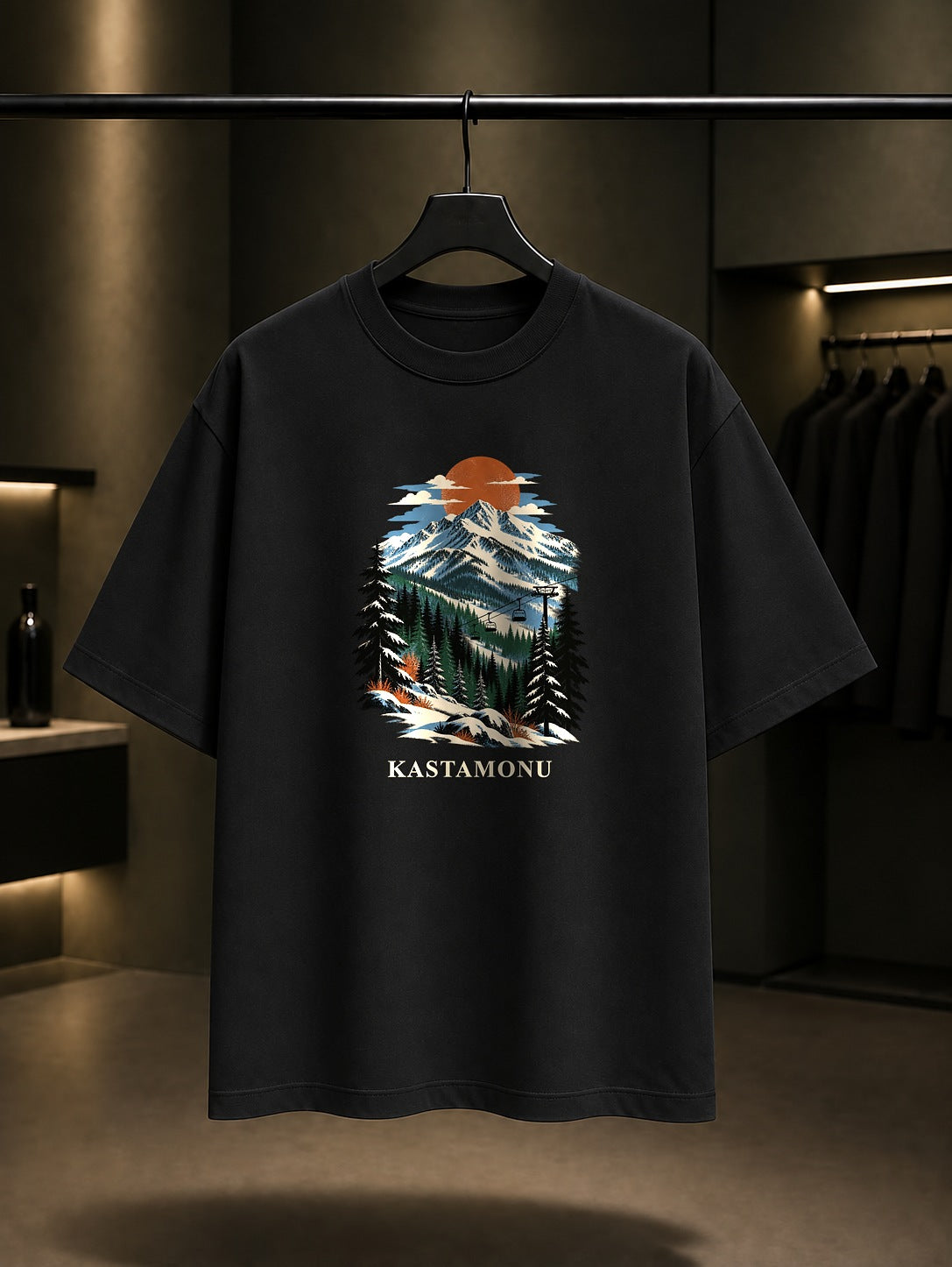 Kastamonu Ilgaz Dağı baskılı siyah t-shirt