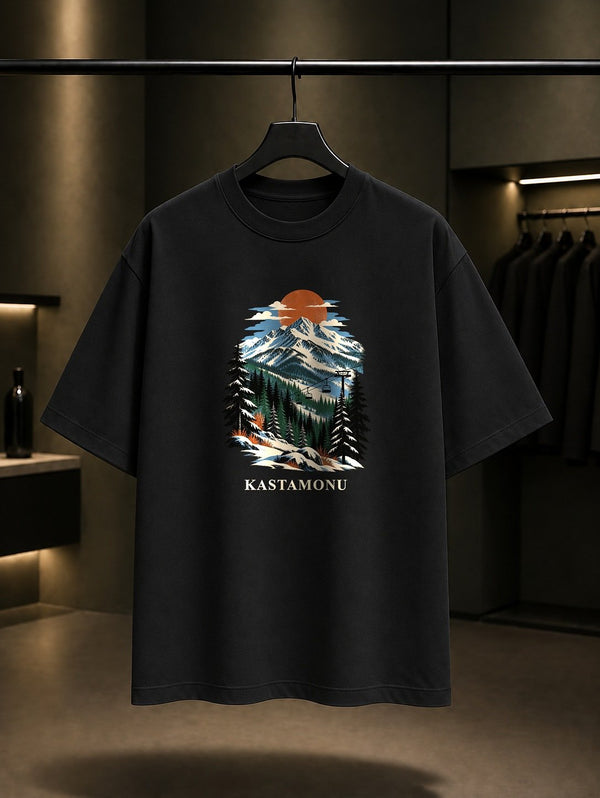 Kastamonu Ilgaz Dağı baskılı siyah t-shirt