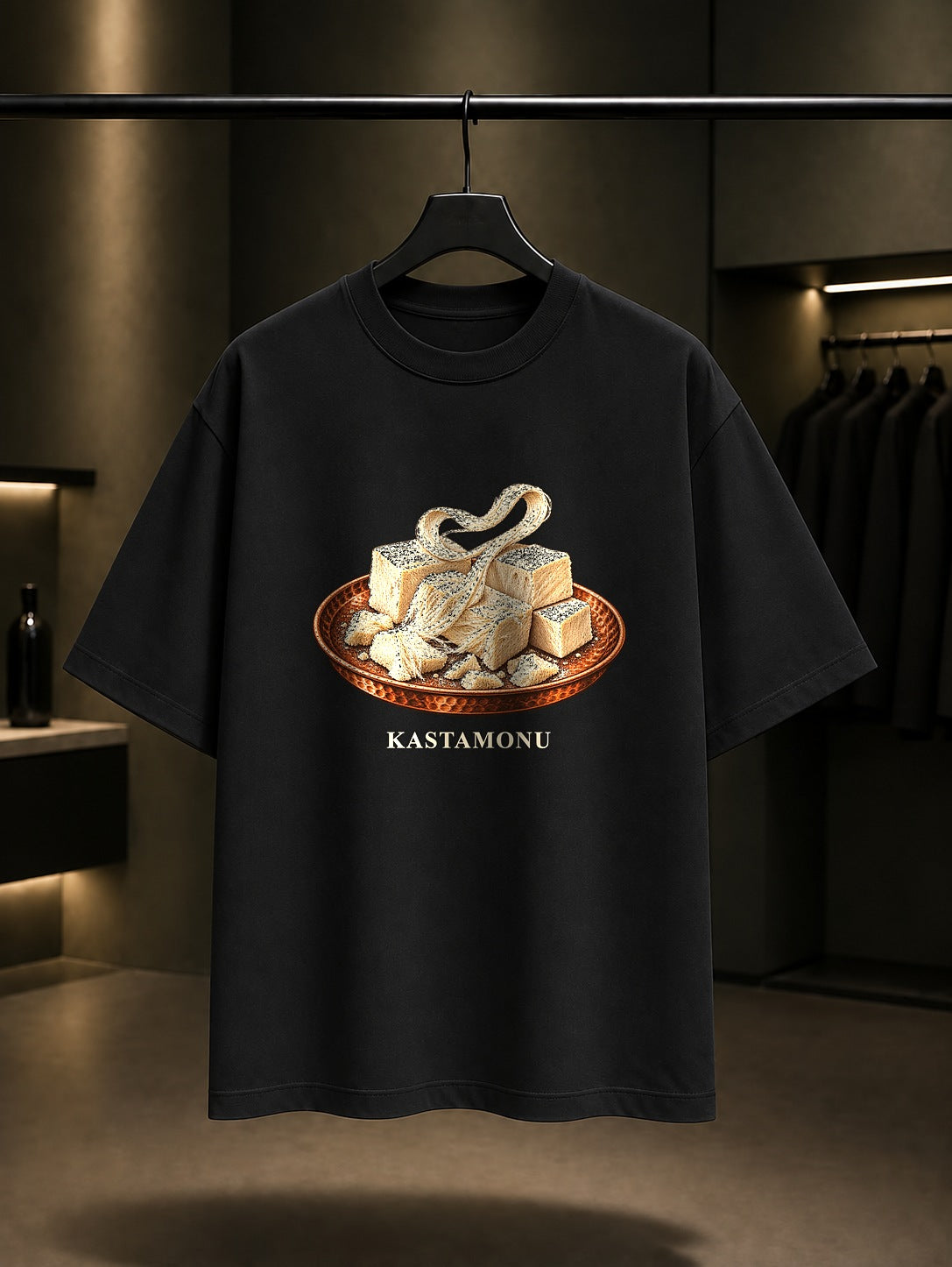 Kastamonu Çekme Helva baskılı siyah t-shirt