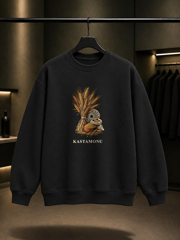 Kastamonu Siyez baskılı siyah sweatshirt