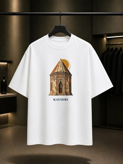 Kayseri Döner Kümbet baskılı beyaz t-shirt